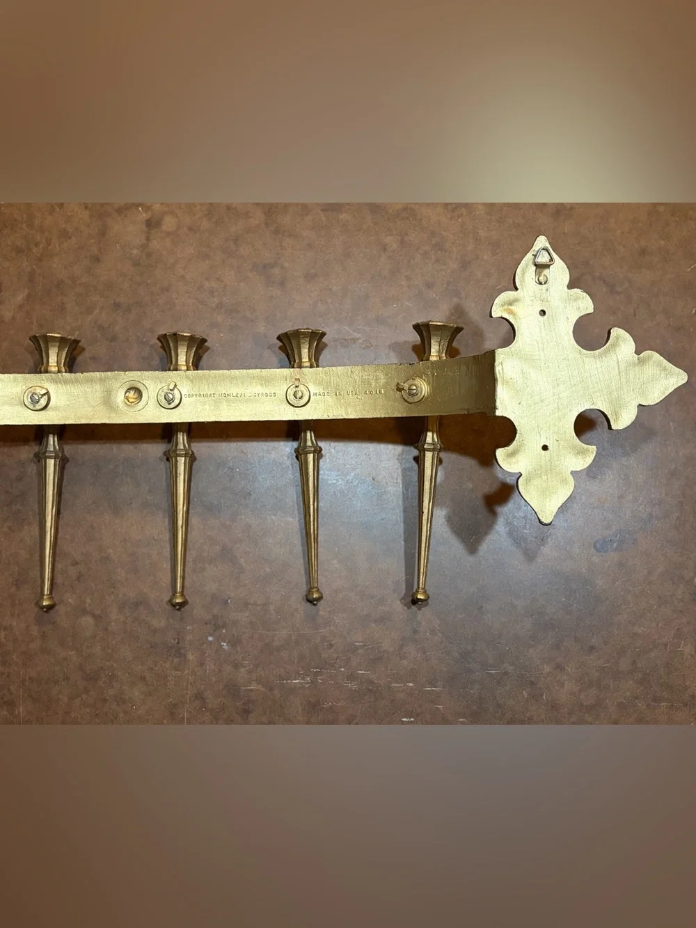 Vintage- Syroco-🖤 Mid Century Modern 5-Arm Gothic Revival Wall Sconce Candelabra